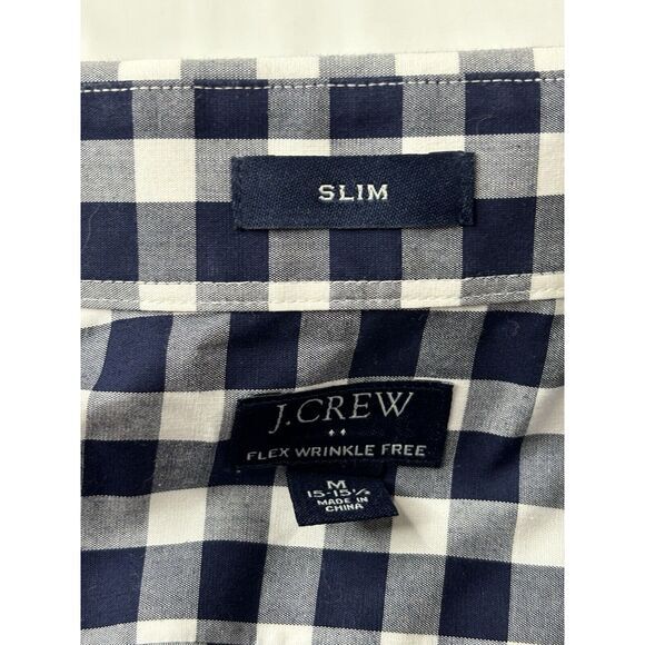 Men’s J. Crew Performance Blue/White Slim Gingham Shirt Size Medium 15 -‎ 15 1/2 - Picture 3 of 3
